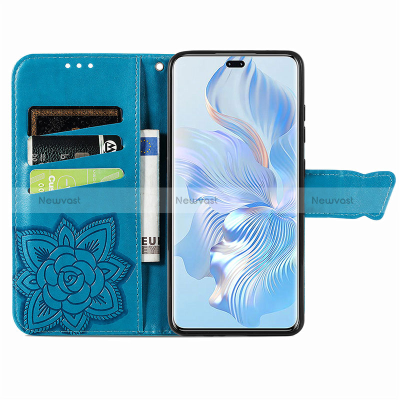 Leather Case Stands Butterfly Flip Cover Holder S01D for Huawei Honor 80 Pro 5G