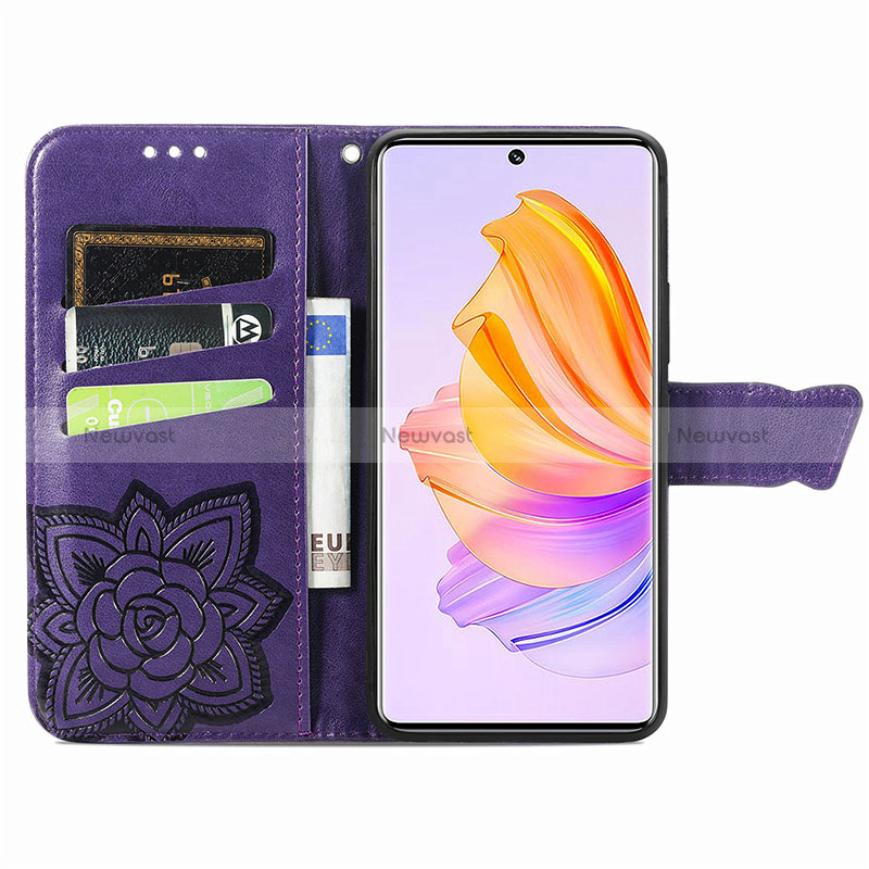 Leather Case Stands Butterfly Flip Cover Holder S01D for Huawei Honor 80 SE 5G