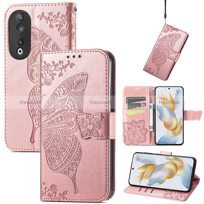 Leather Case Stands Butterfly Flip Cover Holder S01D for Huawei Honor 90 5G