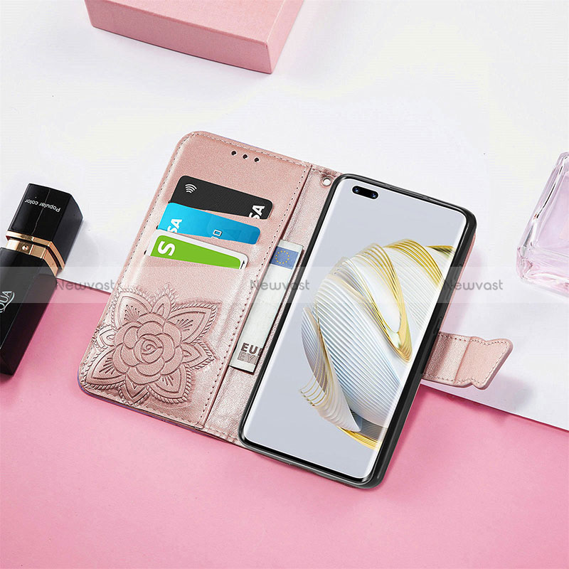 Leather Case Stands Butterfly Flip Cover Holder S01D for Huawei Nova 10 Pro