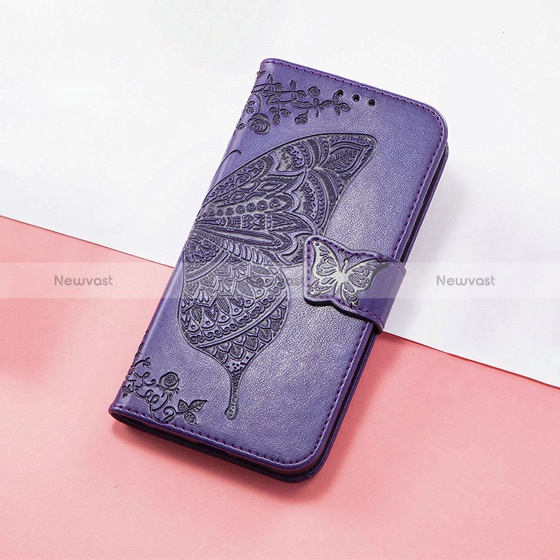 Leather Case Stands Butterfly Flip Cover Holder S01D for Huawei Nova 10 Pro Purple