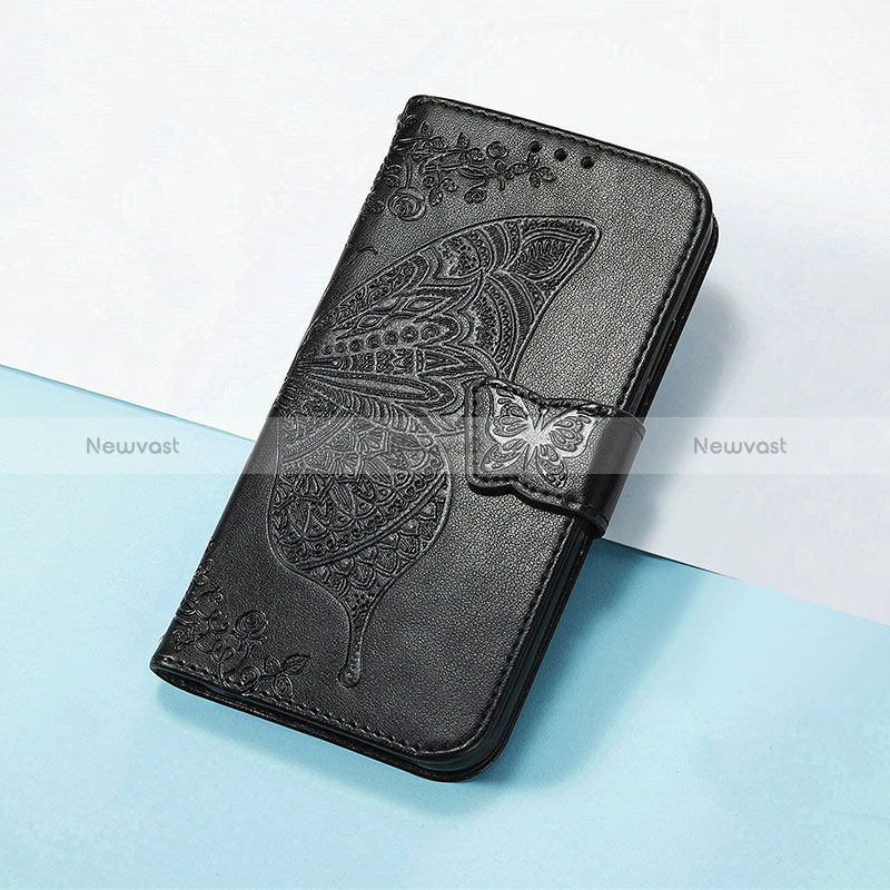 Leather Case Stands Butterfly Flip Cover Holder S01D for Huawei Nova 10 SE Black