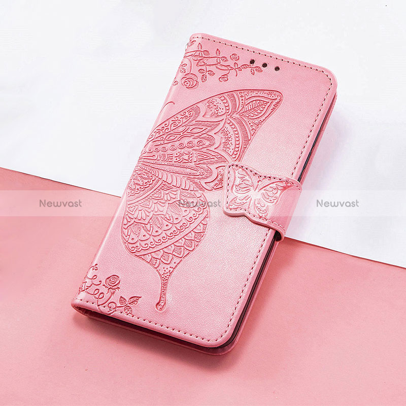 Leather Case Stands Butterfly Flip Cover Holder S01D for Huawei Nova 10 SE Hot Pink