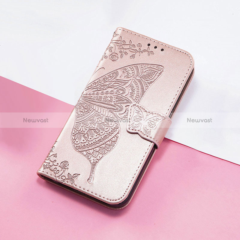 Leather Case Stands Butterfly Flip Cover Holder S01D for Huawei Nova 8i Rose Gold