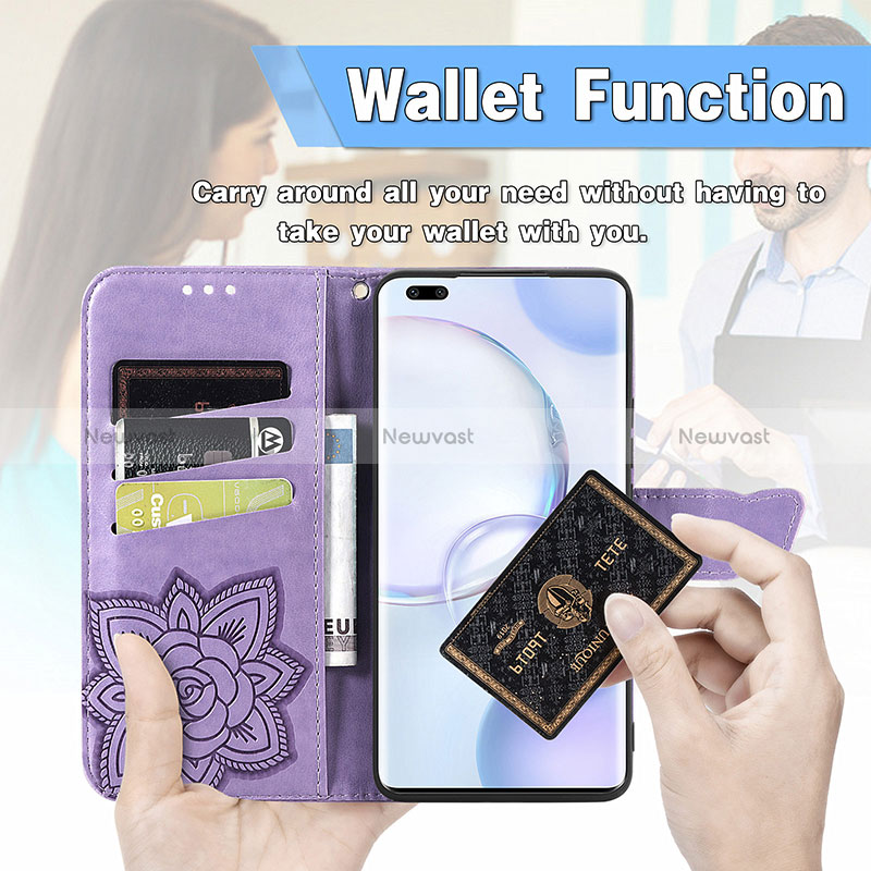 Leather Case Stands Butterfly Flip Cover Holder S01D for Huawei Nova 9 Pro