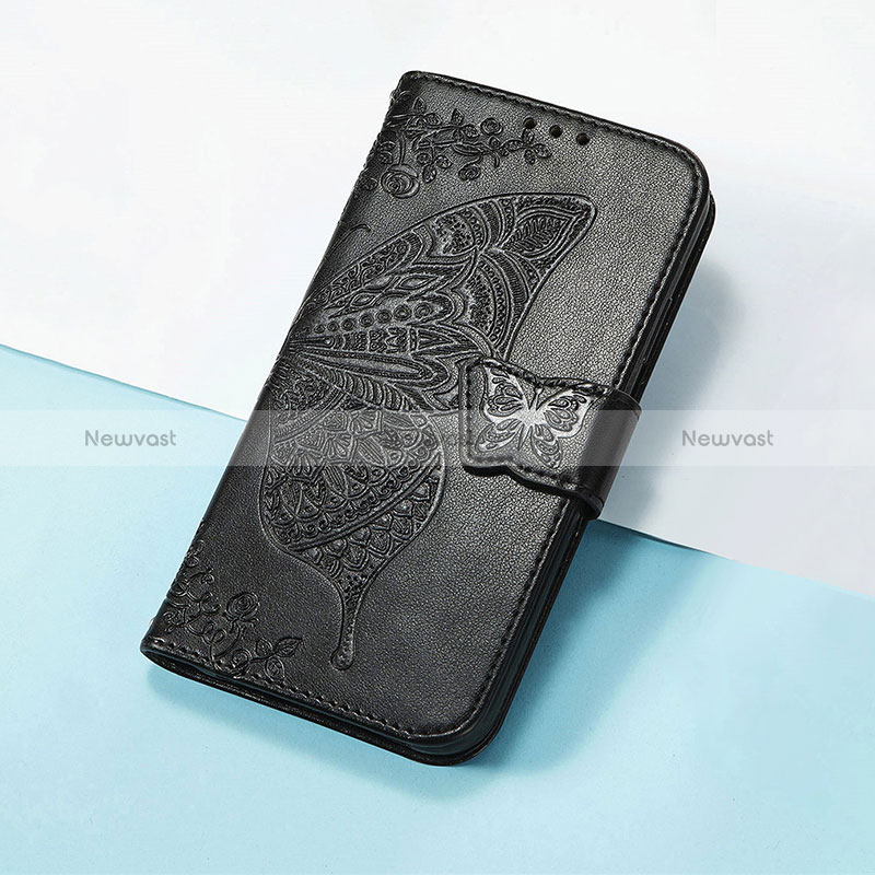 Leather Case Stands Butterfly Flip Cover Holder S01D for Huawei Nova Y61 Black