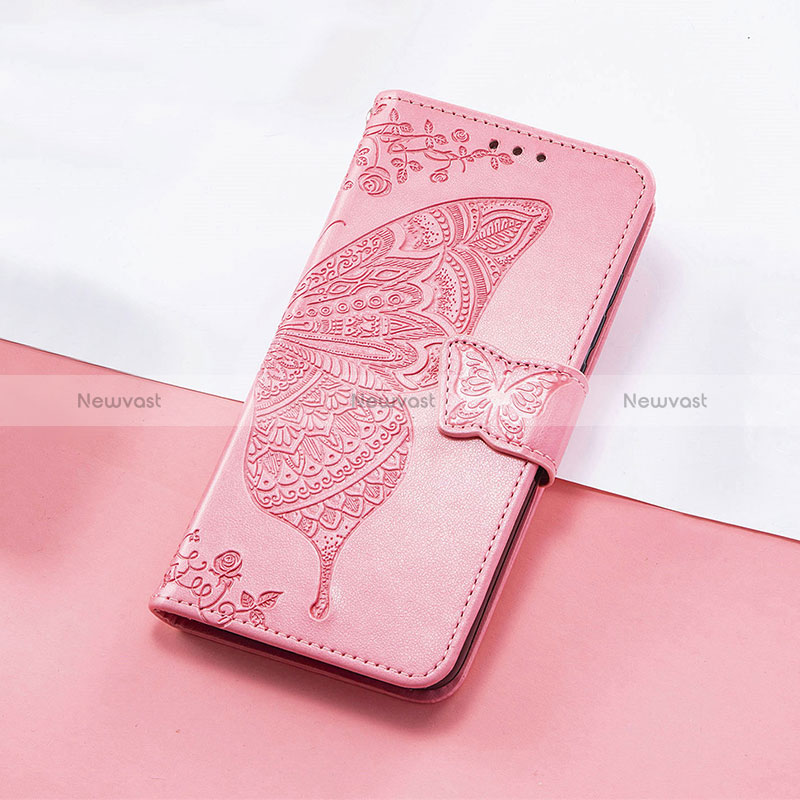 Leather Case Stands Butterfly Flip Cover Holder S01D for Huawei Nova Y61 Hot Pink