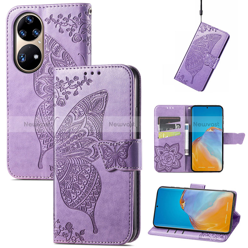 Leather Case Stands Butterfly Flip Cover Holder S01D for Huawei P50