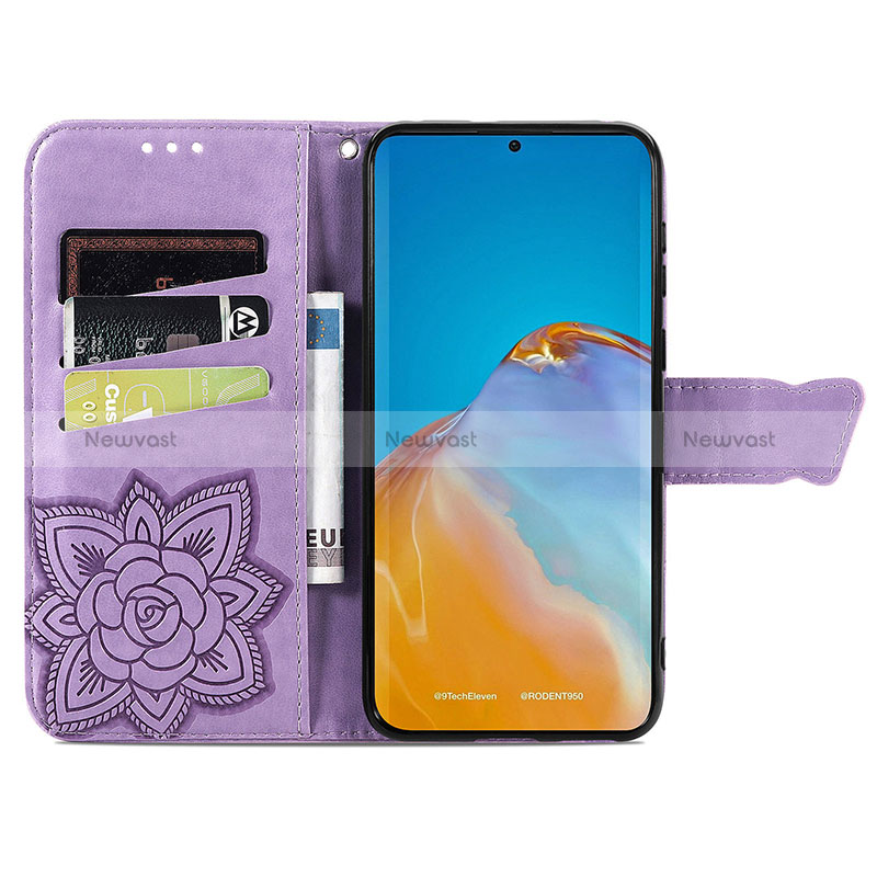 Leather Case Stands Butterfly Flip Cover Holder S01D for Huawei P50 Pro