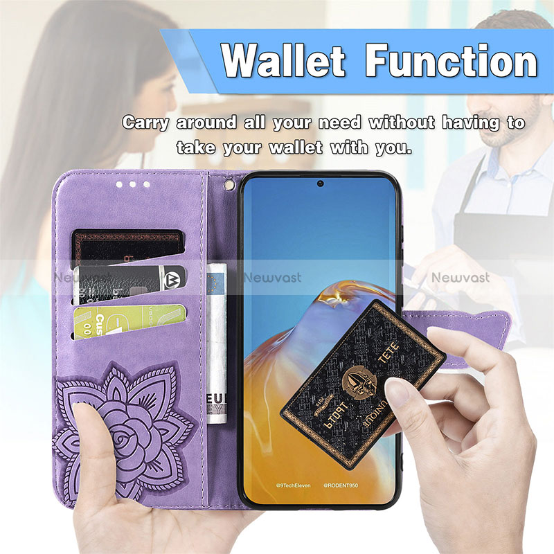 Leather Case Stands Butterfly Flip Cover Holder S01D for Huawei P50e