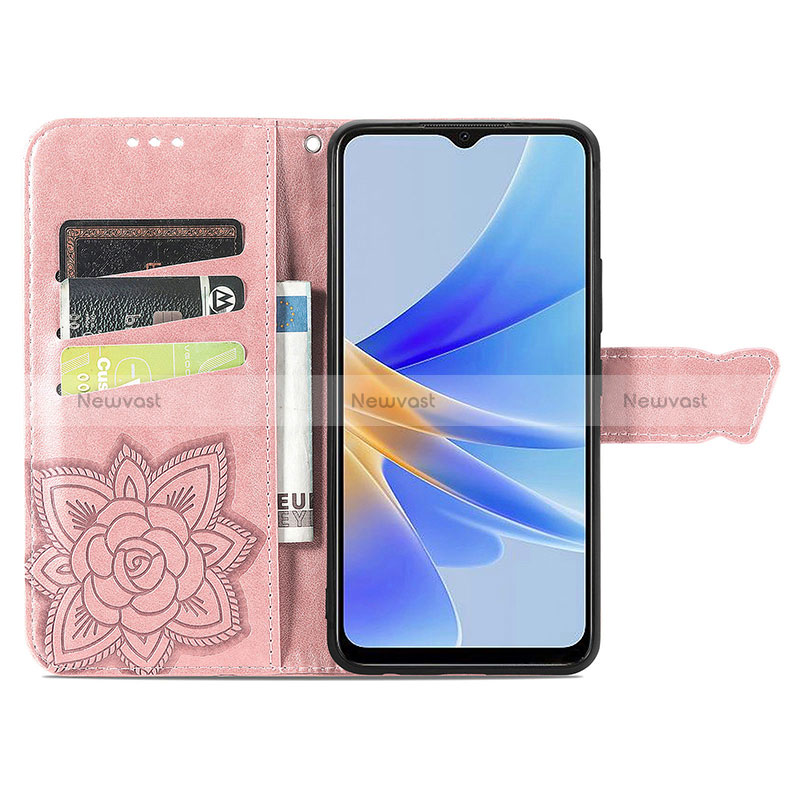 Leather Case Stands Butterfly Flip Cover Holder S01D for Oppo A17K