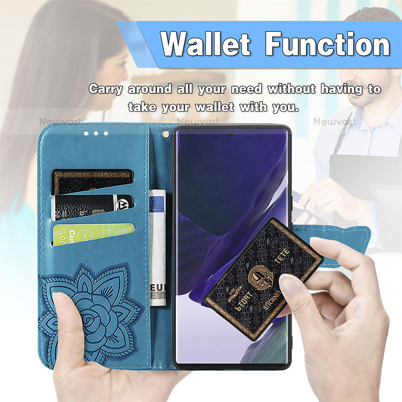 Leather Case Stands Butterfly Flip Cover Holder S01D for Samsung Galaxy S21 Ultra 5G