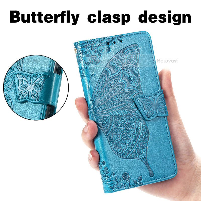 Leather Case Stands Butterfly Flip Cover Holder S01D for Samsung Galaxy S22 Ultra 5G