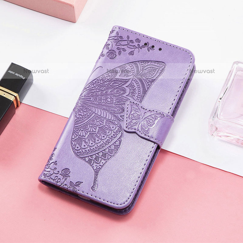 Leather Case Stands Butterfly Flip Cover Holder S01D for Samsung Galaxy XCover 6 Pro 5G Clove Purple