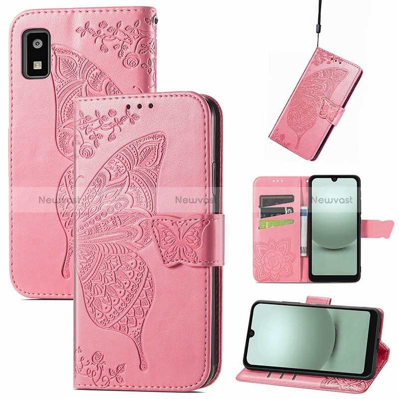 Leather Case Stands Butterfly Flip Cover Holder S01D for Sharp Aquos wish3