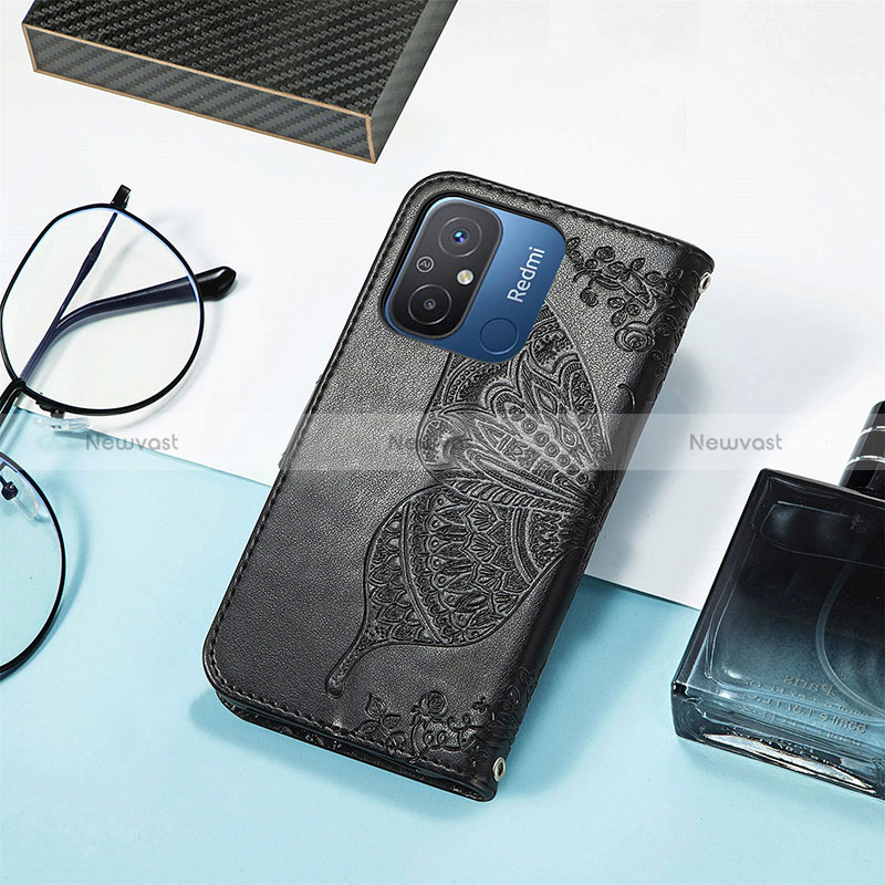 Leather Case Stands Butterfly Flip Cover Holder S01D for Xiaomi Poco C55