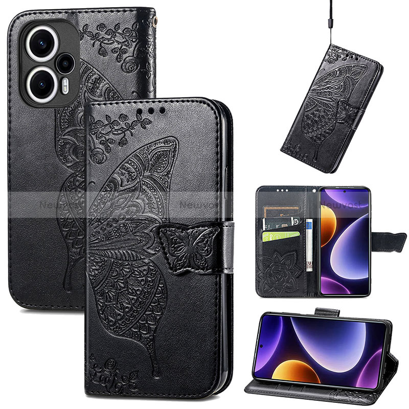 Leather Case Stands Butterfly Flip Cover Holder S01D for Xiaomi Redmi Note 12 Turbo 5G