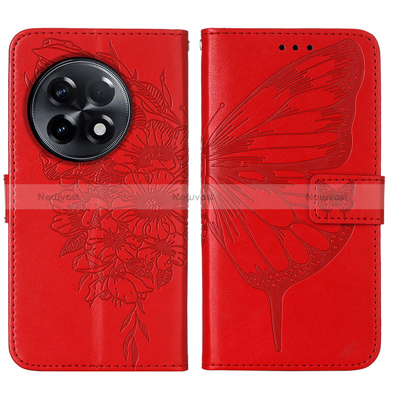 Leather Case Stands Butterfly Flip Cover Holder Y01B for OnePlus Ace 2 5G