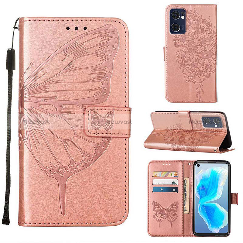 Leather Case Stands Butterfly Flip Cover Holder Y01B for OnePlus Nord CE 2 5G