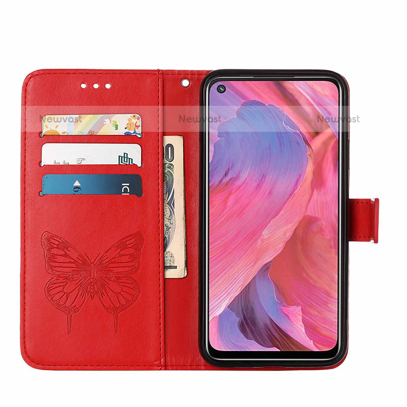 Leather Case Stands Butterfly Flip Cover Holder Y01B for OnePlus Nord N200 5G