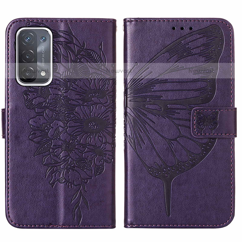 Leather Case Stands Butterfly Flip Cover Holder Y01B for OnePlus Nord N200 5G