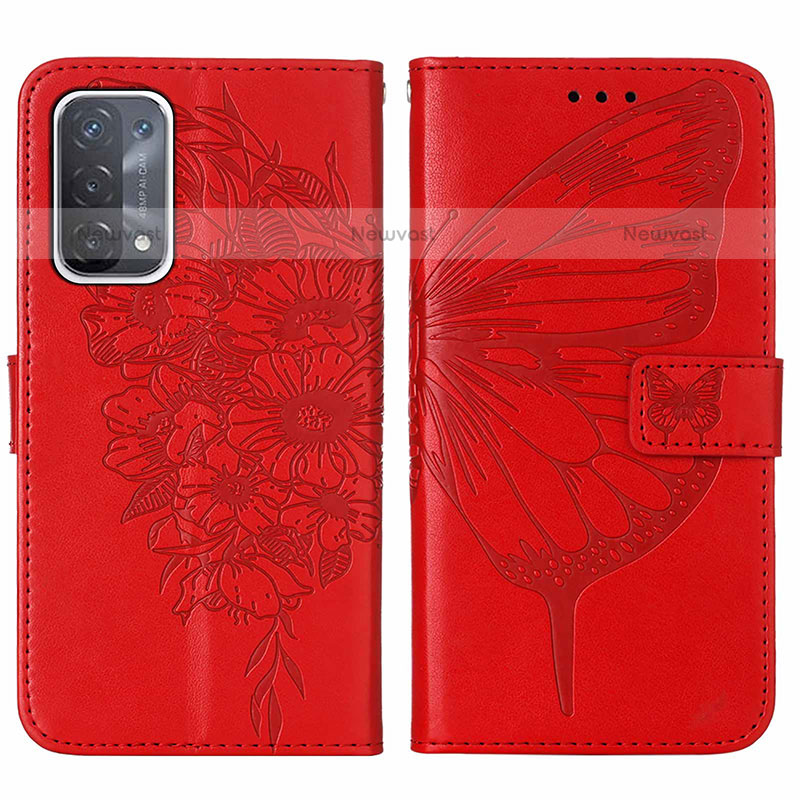 Leather Case Stands Butterfly Flip Cover Holder Y01B for OnePlus Nord N200 5G