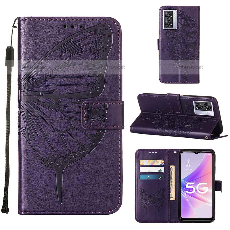 Leather Case Stands Butterfly Flip Cover Holder Y01B for OnePlus Nord N300 5G