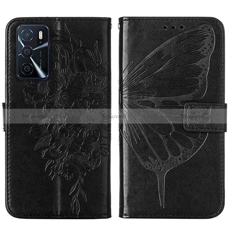 Leather Case Stands Butterfly Flip Cover Holder Y01B for Oppo A16