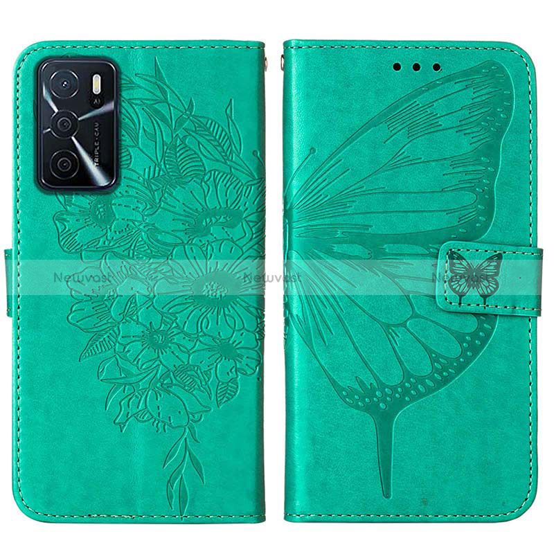 Leather Case Stands Butterfly Flip Cover Holder Y01B for Oppo A16