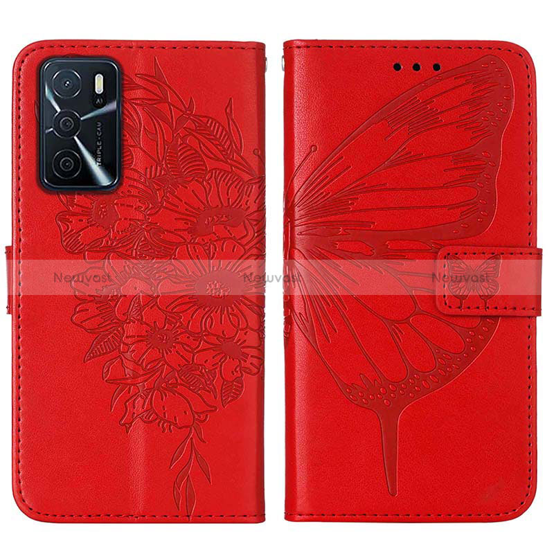 Leather Case Stands Butterfly Flip Cover Holder Y01B for Oppo A16