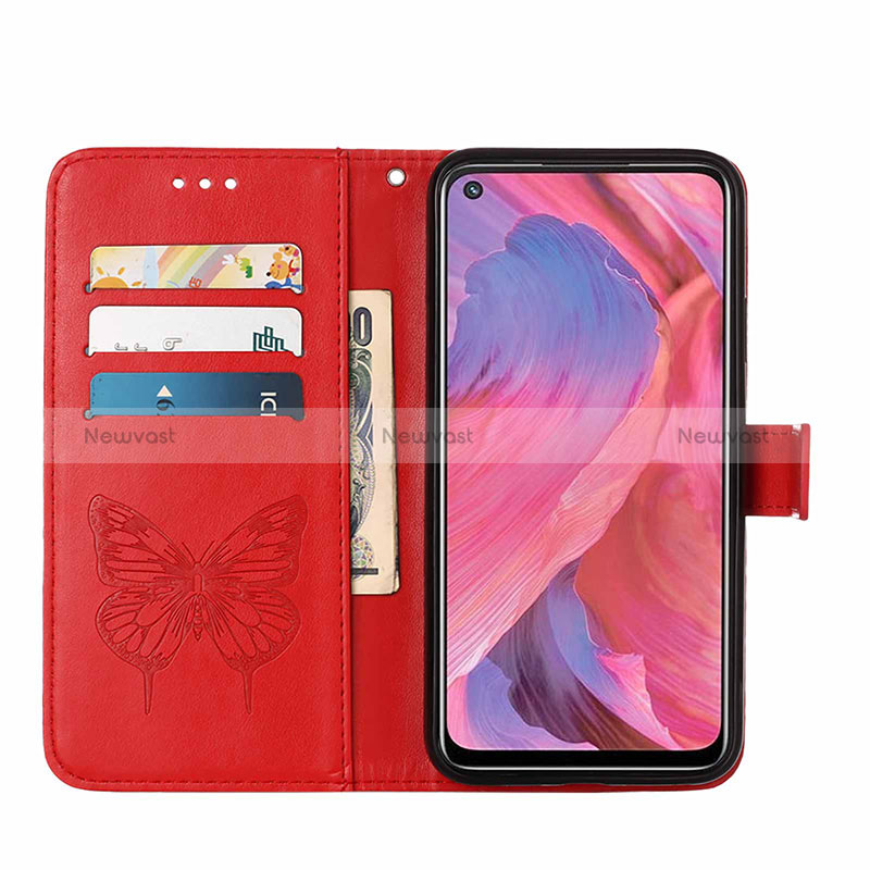 Leather Case Stands Butterfly Flip Cover Holder Y01B for Oppo A54 5G