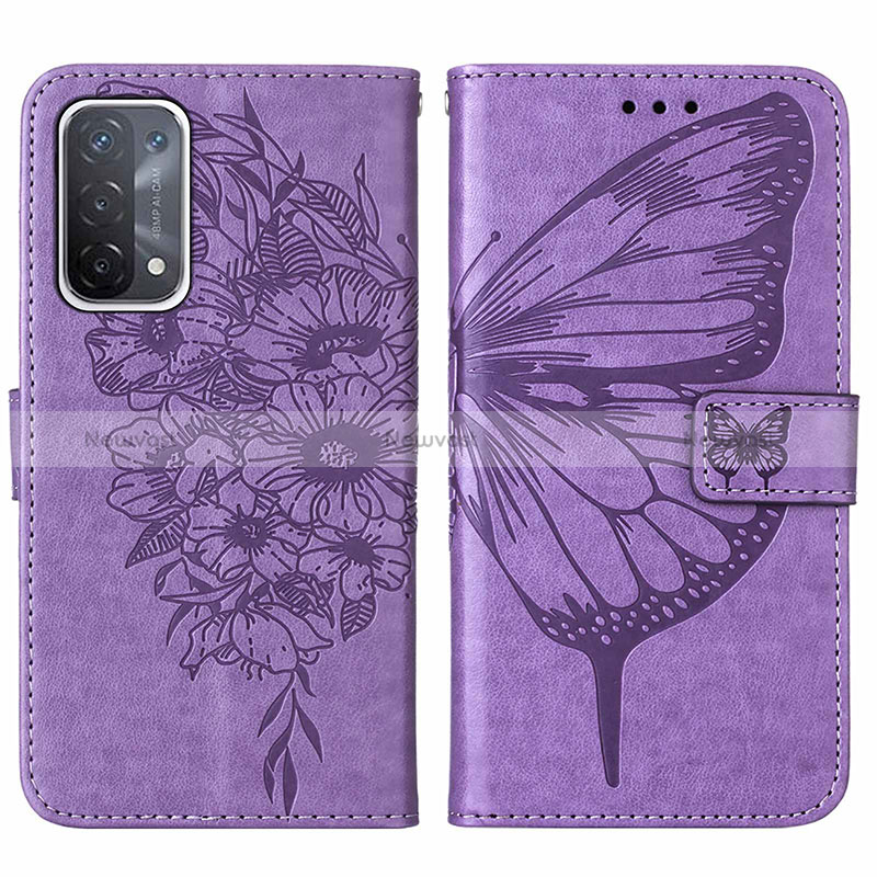 Leather Case Stands Butterfly Flip Cover Holder Y01B for Oppo A54 5G