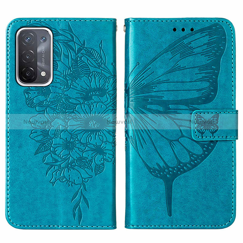 Leather Case Stands Butterfly Flip Cover Holder Y01B for Oppo A54 5G