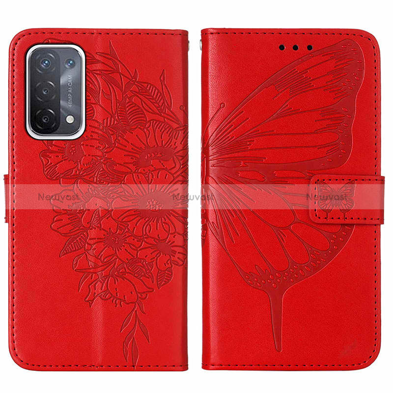 Leather Case Stands Butterfly Flip Cover Holder Y01B for Oppo A54 5G