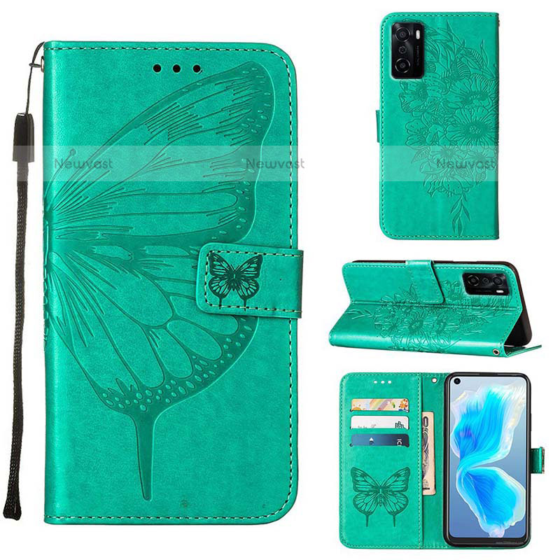 Leather Case Stands Butterfly Flip Cover Holder Y01B for Oppo A55S 5G