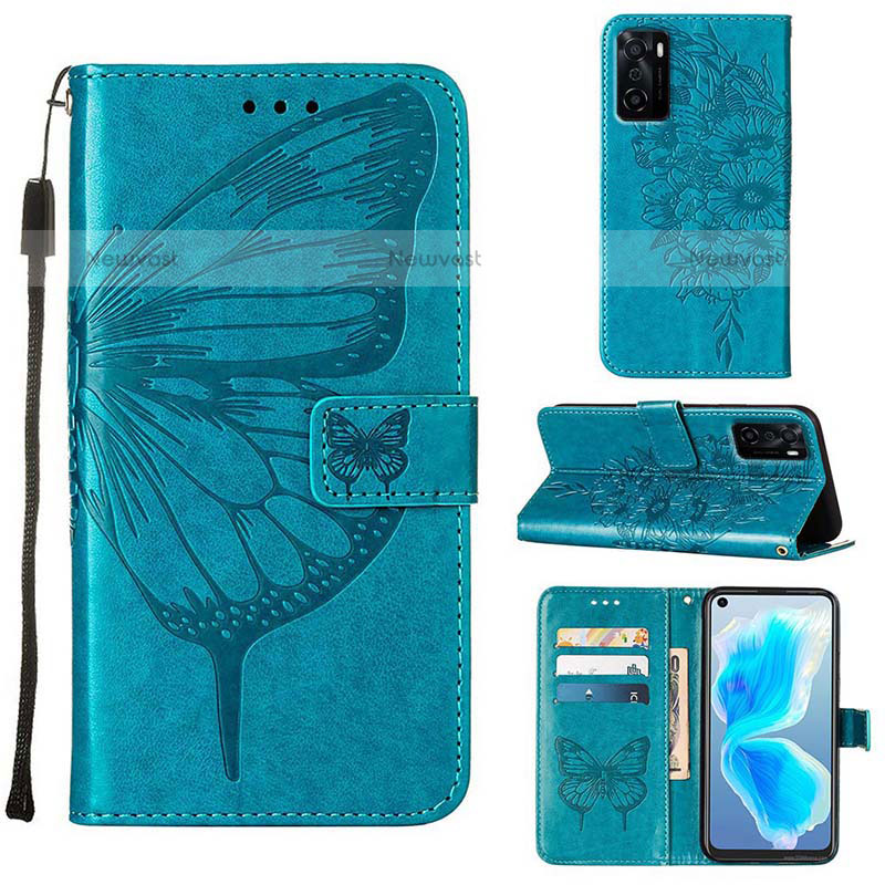 Leather Case Stands Butterfly Flip Cover Holder Y01B for Oppo A55S 5G