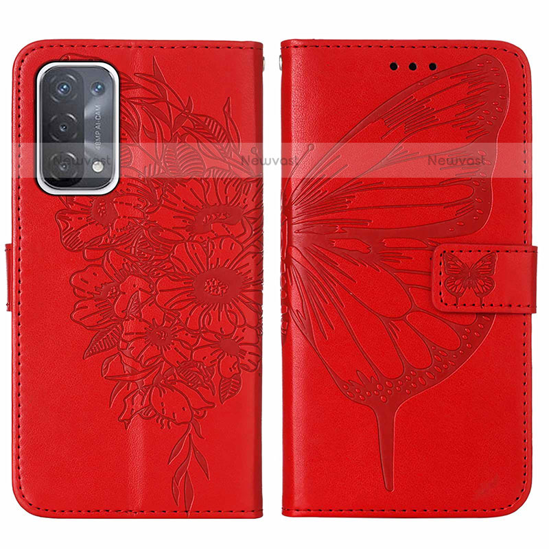 Leather Case Stands Butterfly Flip Cover Holder Y01B for Oppo A93 5G