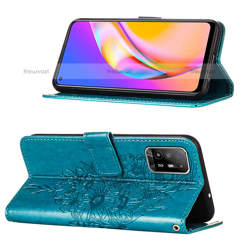 Leather Case Stands Butterfly Flip Cover Holder Y01B for Oppo A94 5G