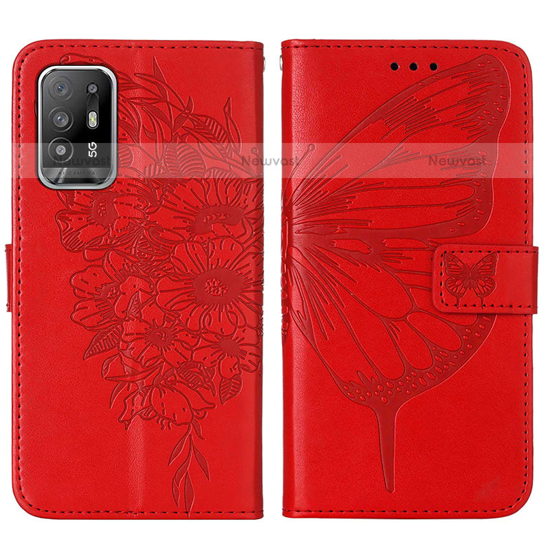 Leather Case Stands Butterfly Flip Cover Holder Y01B for Oppo A95 5G