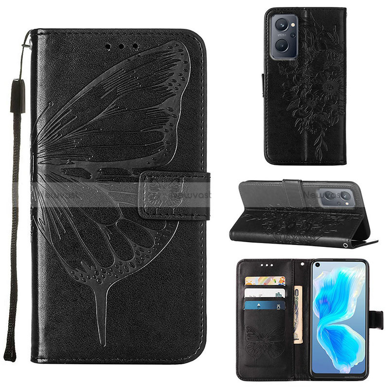 Leather Case Stands Butterfly Flip Cover Holder Y01B for Oppo A96 4G