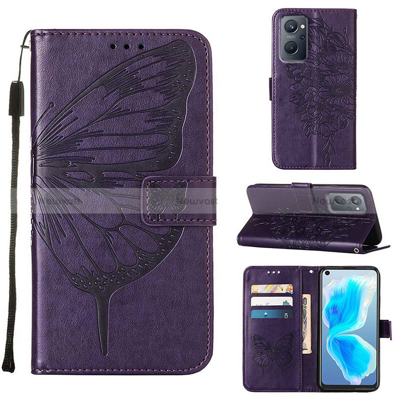 Leather Case Stands Butterfly Flip Cover Holder Y01B for Oppo A96 4G