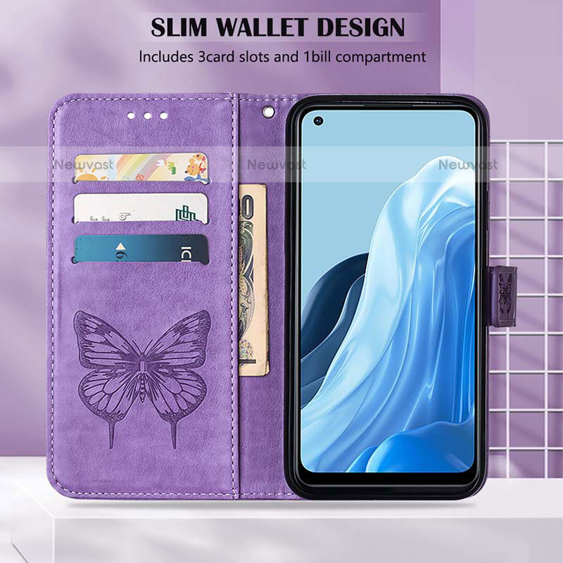 Leather Case Stands Butterfly Flip Cover Holder Y01B for Oppo F21 Pro 4G