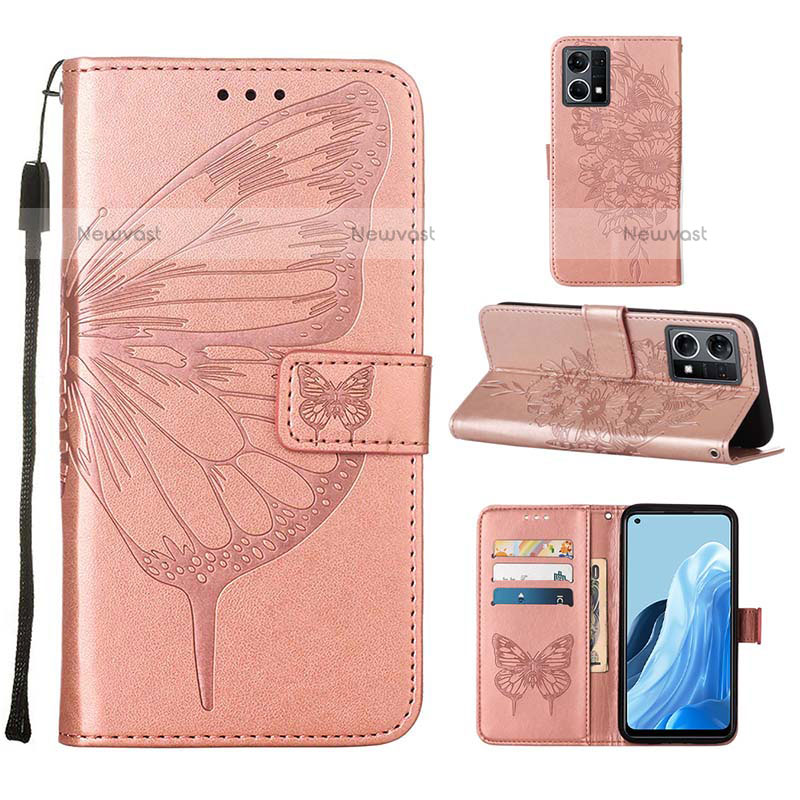 Leather Case Stands Butterfly Flip Cover Holder Y01B for Oppo F21 Pro 4G