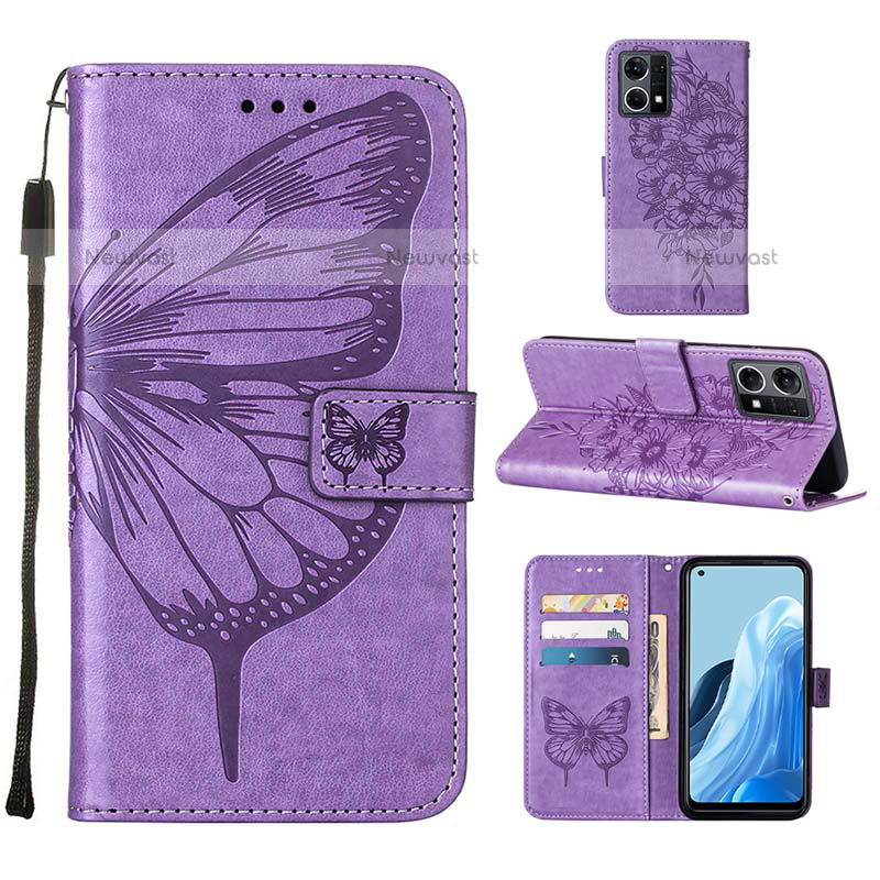 Leather Case Stands Butterfly Flip Cover Holder Y01B for Oppo F21 Pro 4G