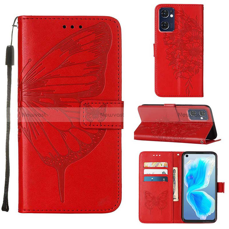 Leather Case Stands Butterfly Flip Cover Holder Y01B for Oppo Find X5 Lite 5G