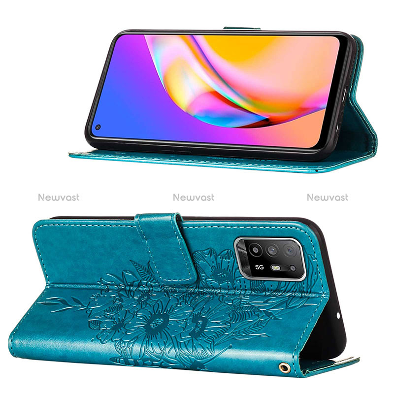 Leather Case Stands Butterfly Flip Cover Holder Y01B for Oppo Reno5 Z 5G