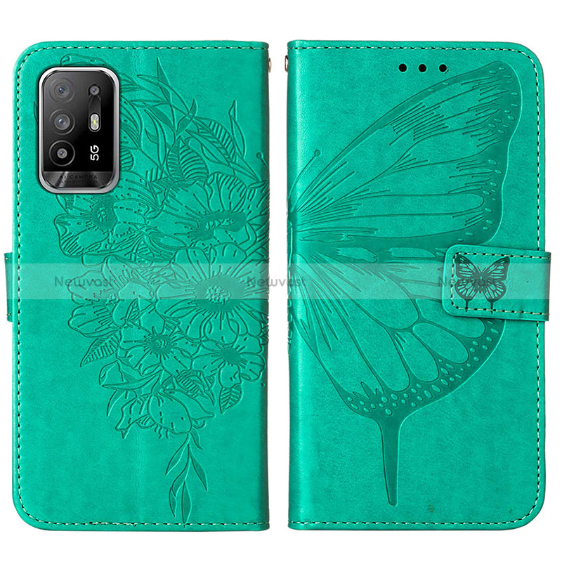 Leather Case Stands Butterfly Flip Cover Holder Y01B for Oppo Reno5 Z 5G