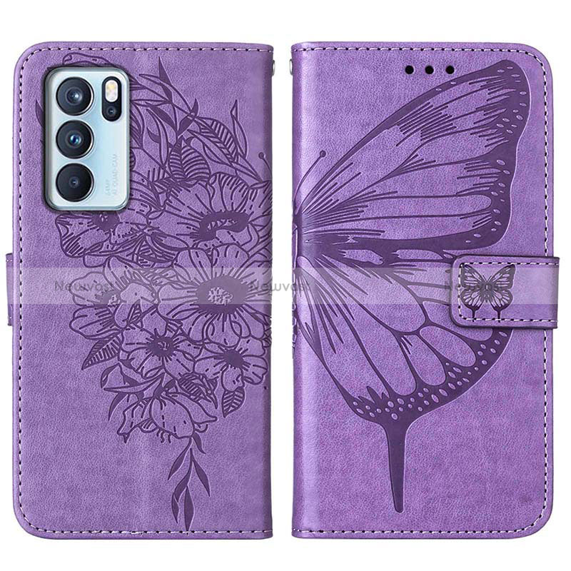 Leather Case Stands Butterfly Flip Cover Holder Y01B for Oppo Reno6 Pro 5G India