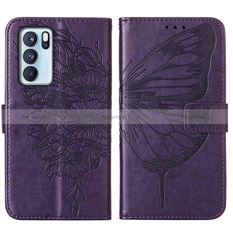 Leather Case Stands Butterfly Flip Cover Holder Y01B for Oppo Reno6 Pro 5G India