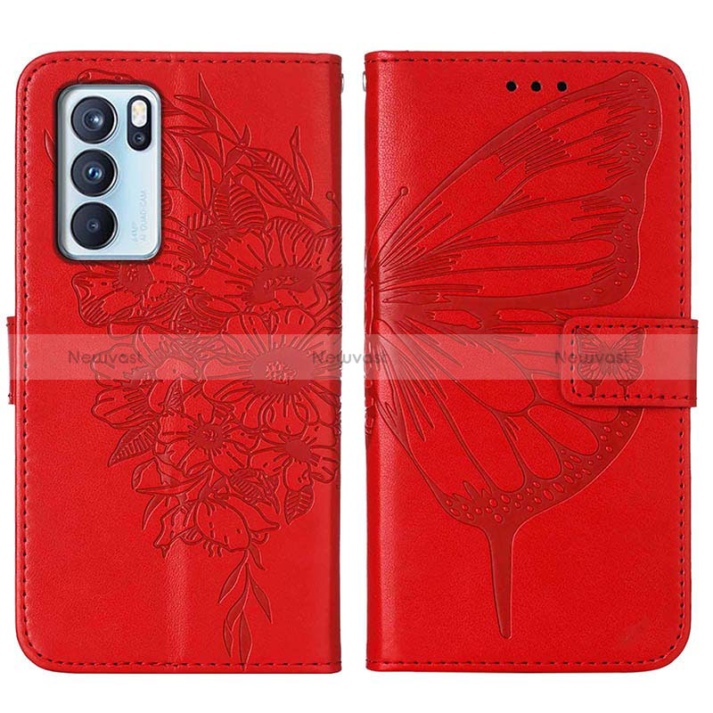 Leather Case Stands Butterfly Flip Cover Holder Y01B for Oppo Reno6 Pro 5G India